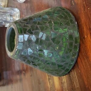Green mosaic glass Yankee candle topper